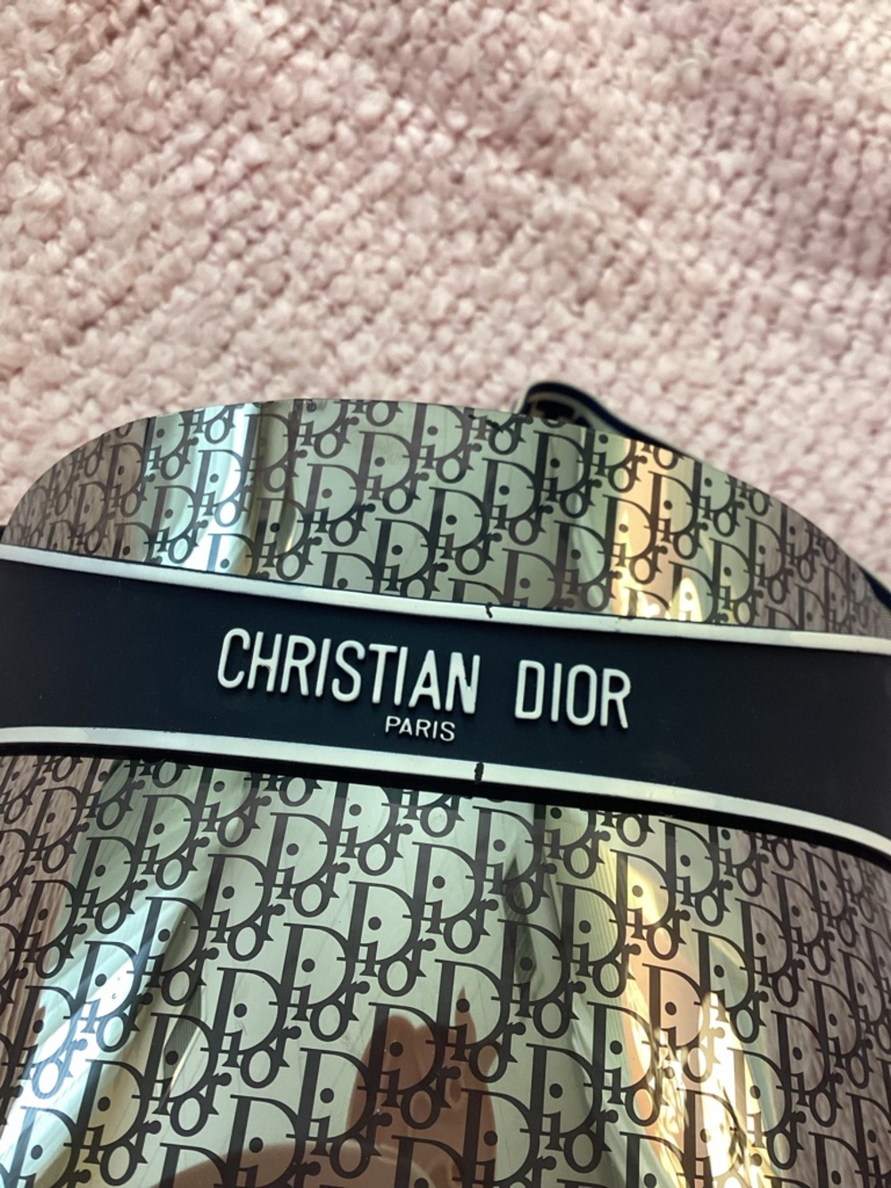 Christian Dior Monogram Visor in Metallic Silver and Navy - Picture 3 of 12